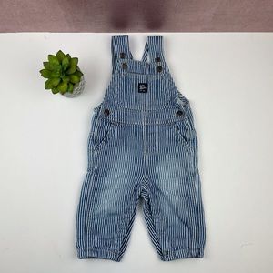 Baby B'Gosh Oshkosh Vestbak Blue White Stripe Overalls Baby 9 Months